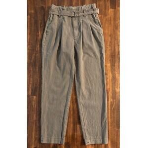 Abercrombie Fitch Women’s XS Pants Linen Cotton Tapered Leg Belted High Rise